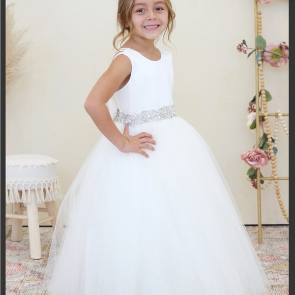 Elegant White Kids flowergirl Dress - in store was $450 each